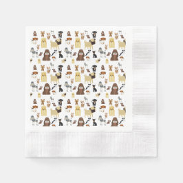 Guardanapo De Papel padrão branco dos cães de fundo