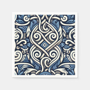 Guardanapo De Papel Padrão branco e azul grego moderno
