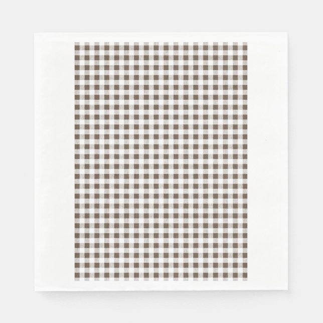 Guardanapo De Papel Padrão Brown White Gingham (Frente)