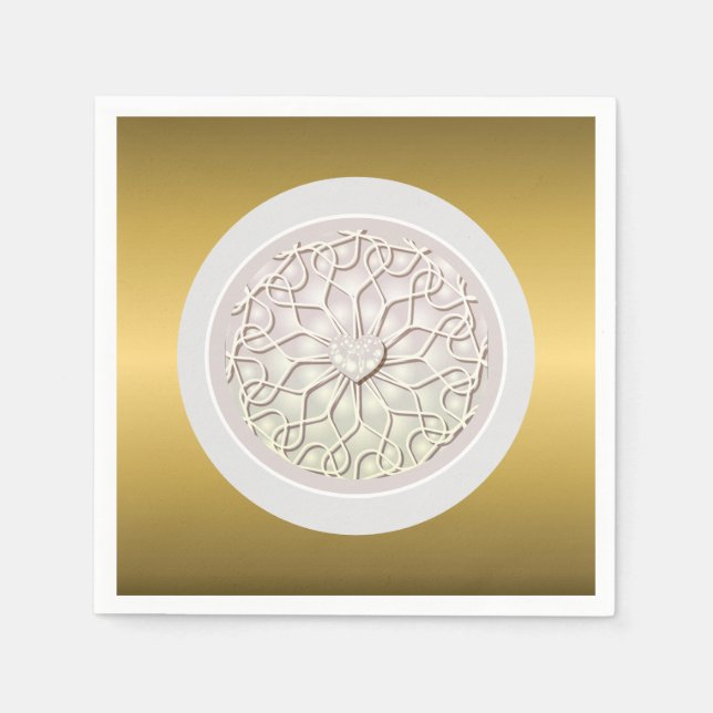 Guardanapo De Papel Padrão cardíaco do Rosa Dourado LOVE geométrico (Frente)