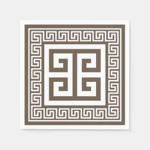 Guardanapo De Papel Padrão-Chave Grego Papel Branco E Castanho Nápoles