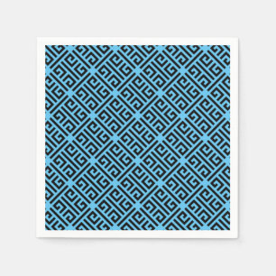 Guardanapo De Papel Padrão-chave grego preto e azul
