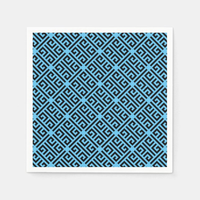 Guardanapo De Papel Padrão-chave grego preto e azul (Frente)
