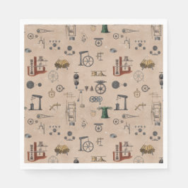 Guardanapo De Papel Padrão Científico Mecânico de Engenharia Antiquado