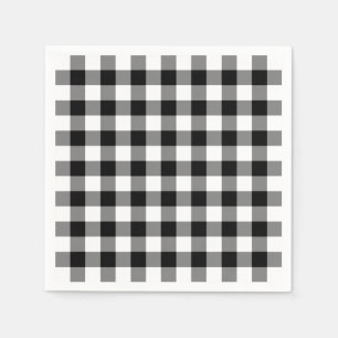 Guardanapo De Papel Padrão clássico de Xadrez de Gingham preto e bra