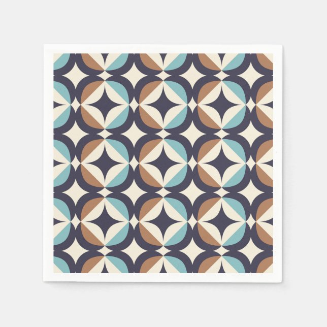 Guardanapo De Papel Padrão Clássico e Teal Moderno do Século médio (Frente)