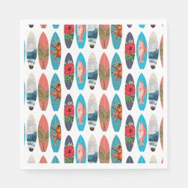 Guardanapo De Papel Padrão Colorido de Surfboards Retro