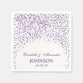 Guardanapo De Papel Padrão Confetti de Casamento Roxo e Branco