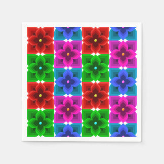 Guardanapo De Papel Padrão contínuo de flores geométricas coloridas, o