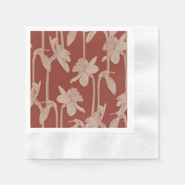 Guardanapo De Papel Padrão contínuo floral, flores de narcisos. (Frente)