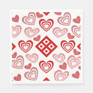 Guardanapo De Papel Padrão Cor-de-rosa, vermelho e branco do dia de os