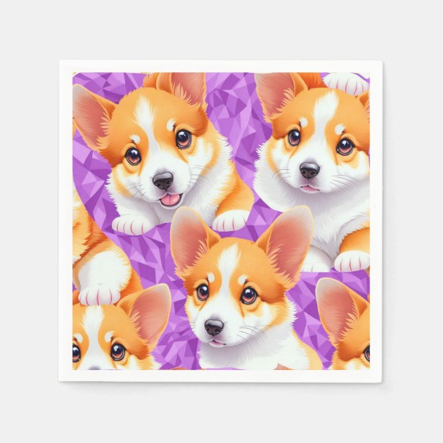 Guardanapo De Papel Padrão Corgi (Frente)