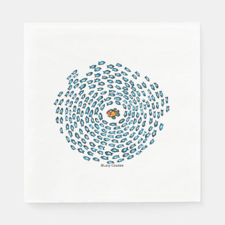 Guardanapo De Papel Padrão da Escola de Peixe Azul com Peixe Laranja P