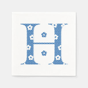 Guardanapo De Papel Padrão da Flor - Letra H (azul)