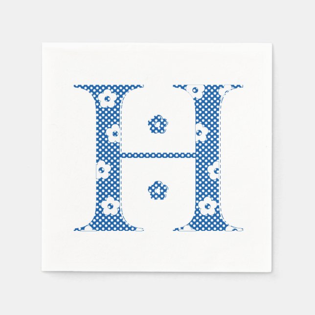 Guardanapo De Papel Padrão da Flor - Letra H (azul) (Frente)