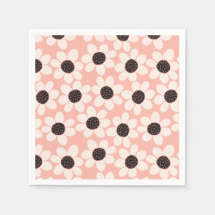 Guardanapo De Papel Padrão da flor rosa-branca da margarida