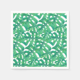 Guardanapo De Papel Padrão das folhas tropicais de monstera verde