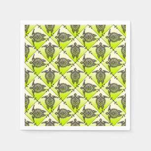 Guardanapo De Papel Padrão das tartarugas do mar Shamanic - verde