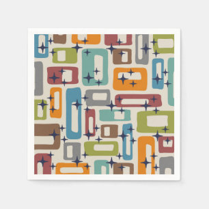 Guardanapo De Papel Padrão de Abstrato Moderno do Meio século Retroati