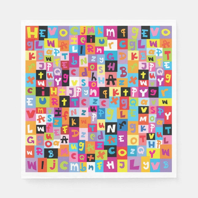 Guardanapo De Papel Padrão de alfabeto do jumble (Frente)