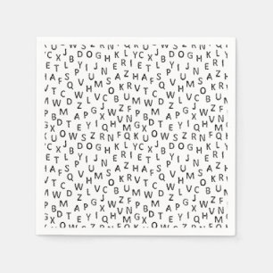 Guardanapo De Papel Padrão de alfabeto preto e branco minimalista
