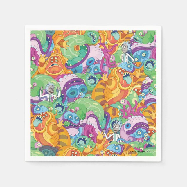 Guardanapo De Papel Padrão de Alienígena do rick Apocalypse Party (Frente)