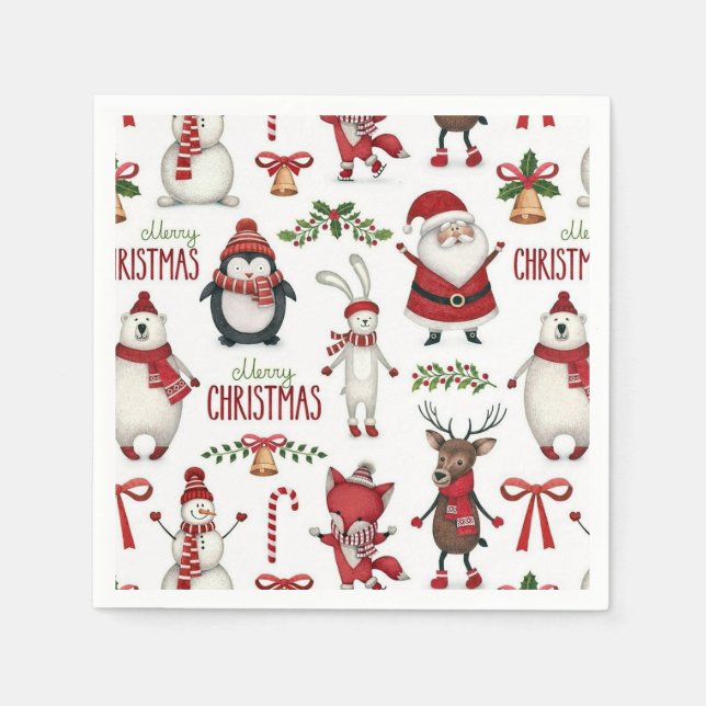 Guardanapo De Papel Padrão de animais de Natal (Frente)
