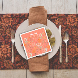 Guardanapo De Papel Padrão de aquarela botânica laranja personalizada