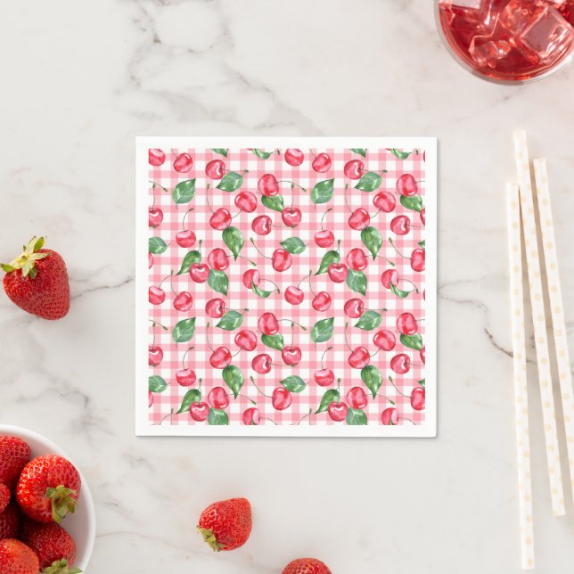 Guardanapo De Papel Padrão de Aquarela de Cereja (Insitu)