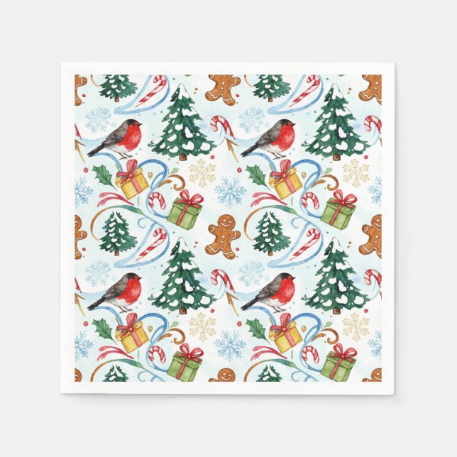Guardanapo De Papel padrão de aquarela de Natal (Frente)