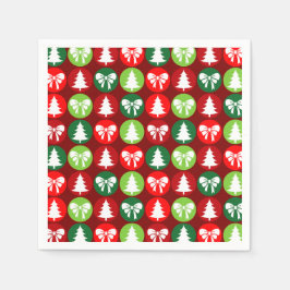 Guardanapo De Papel Padrão de Arcos e Árvores de Natal Retroativas