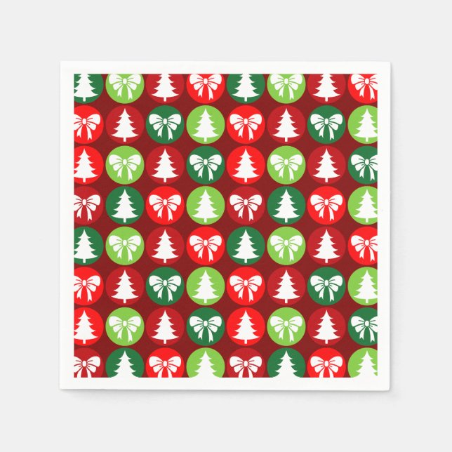 Guardanapo De Papel Padrão de Arcos e Árvores de Natal Retroativas (Frente)