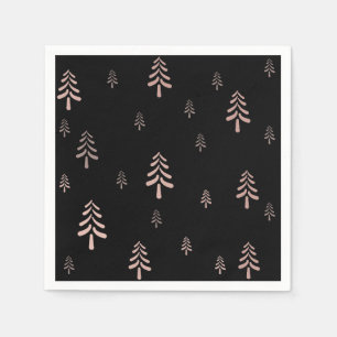 Guardanapo De Papel Padrão de árvore de Natal rosa-pincel preto-Elegan