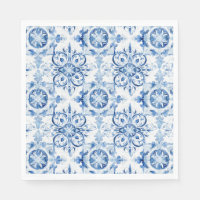 Padrão de azulejo de aquarela italiana azul e bran