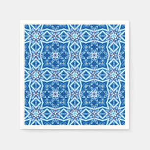 Guardanapo De Papel Padrão de azulejo floral azul de neve