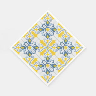 Guardanapo De Papel Padrão de azulejos bonito portugueses azuis e amar