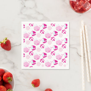 Guardanapo De Papel Padrão De Baleias, Baleias Cutas, Baleias Rosa