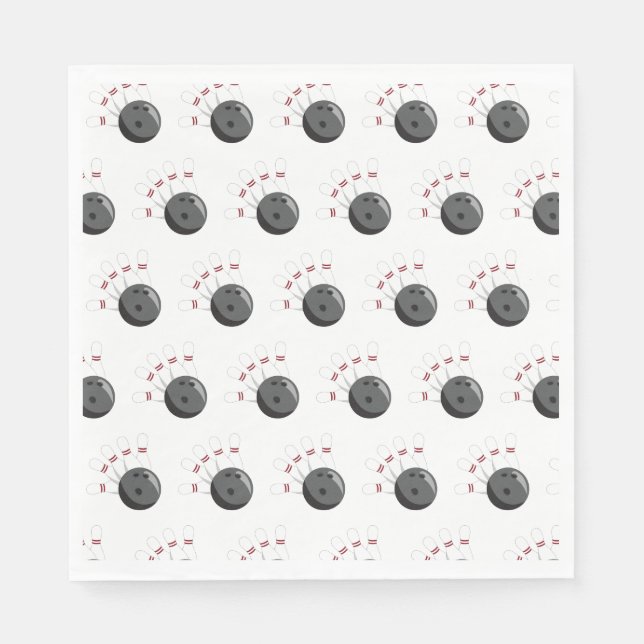 Guardanapo De Papel Padrão de Bola de boliche e pinos personalizados (Frente)