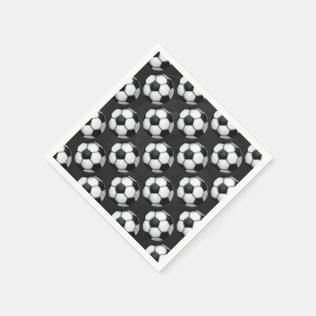 Guardanapo De Papel Padrão de bola de futebol preto e branco (Canto)