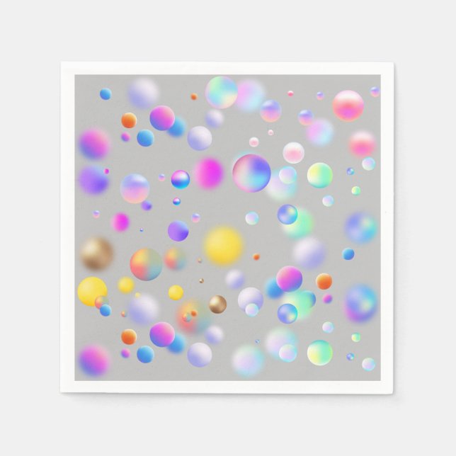 Guardanapo De Papel Padrão de Bolas Flutuantes 3D. CINZA BG (Frente)