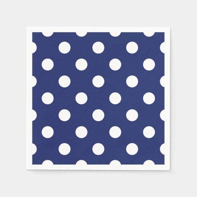 Guardanapo De Papel Padrão de Bolinhas marinho Azul e Branco (Frente)