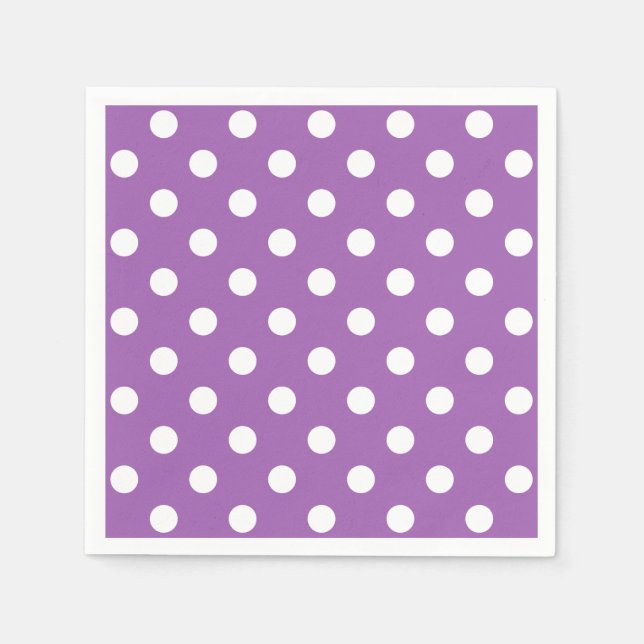 Guardanapo De Papel Padrão De Bolinhas Roxo E Branco (Frente)