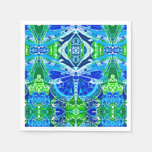 Guardanapo De Papel Padrão de borboleta e medalhão em azul