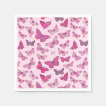 Padrão de Borboleta Rosa Monograma Fofo Feminino