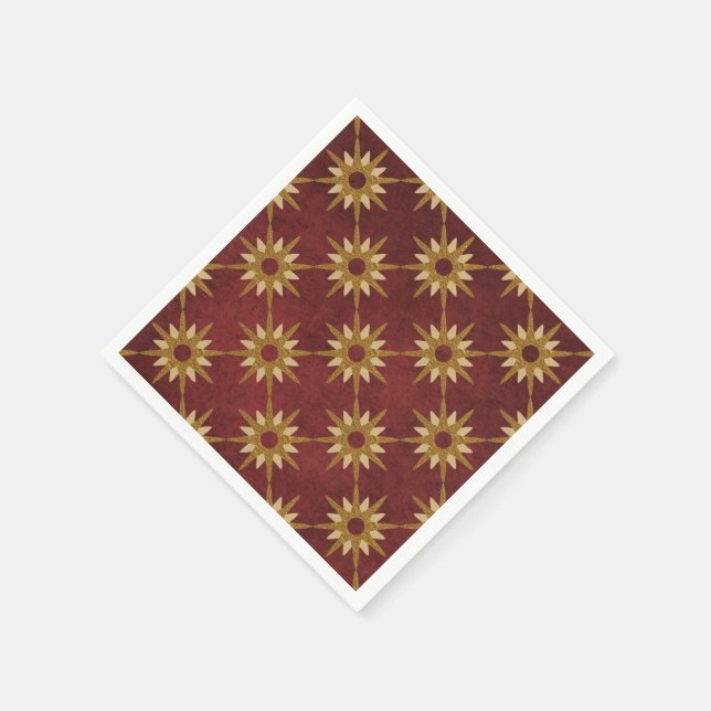 Guardanapo De Papel Padrão de Borgonha com Estrelas Douradas (Canto)