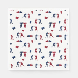 Guardanapo De Papel Padrão de Boxer para Luvas Vermelhas e Azuis