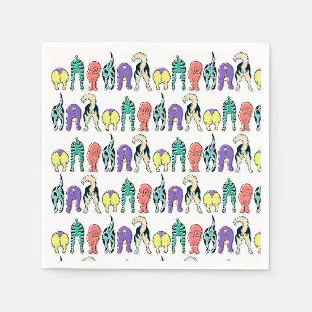 Guardanapo De Papel Padrão de Bumbuns de Cães Coloridos (Frente)