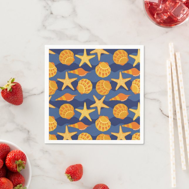 Guardanapo De Papel Padrão De Caça Azul E Laranja (Insitu)