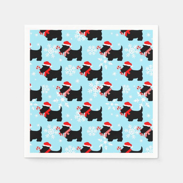 Guardanapo De Papel Padrão de Cachorros Scottie de Natal (Frente)