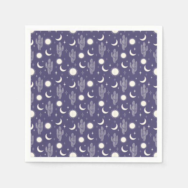 Guardanapo De Papel Padrão de Cactus Branco (Frente)